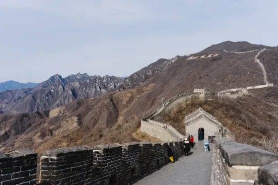 The Great Wall of China winding along mountain ridges at Mutianyu