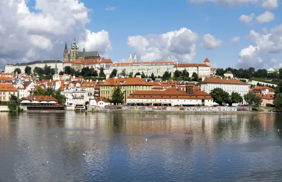 Prague Castle and St. Vitus Cathedral overlooking the Vltava River and the rooftops of Prague