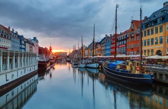 Colorful 17th-century townhouses lining the Nyhavn canal in Copenhagen