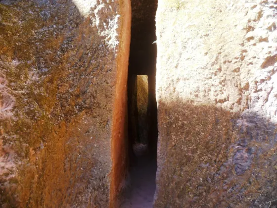 One of the rock-hewn churches of Lalibela, carved directly down into the volcanic bedrock