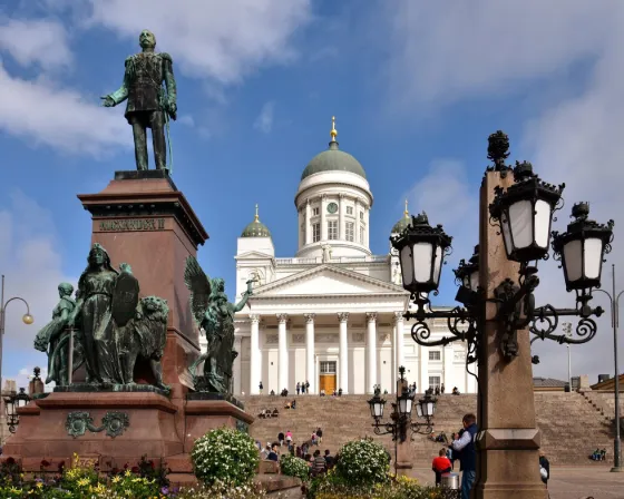 Helsinki Senate Square with Helsinki Cathedral rising in the background