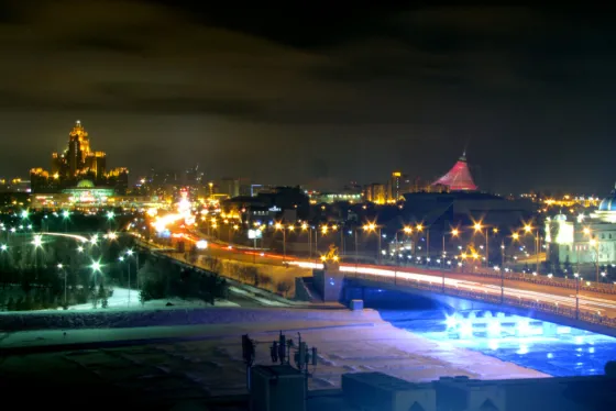 The modern skyline of Astana, Kazakhstan's capital, seen from above
