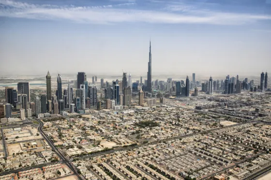 The Burj Khalifa and Dubai skyline, the tallest building in the world
